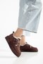 Lolita Brown Suede Fur Inside Double Buckle Platform Thick Sole Daily Boots - 7