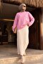 Crew Neck Long Sleeve Oversize Combed Cotton Sweatshirt -Pink - 4