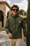 Men's Seasonal Trend Hooded Zippered Khaki Raincoat & Windbreaker - 2