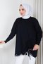 Women's Mercerized Knitwear Tunic with Gathered Hem and Pearl Detail - 6