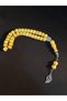 Yellow Color Crimped Amber 33-Piece Prayer Beads 8mm