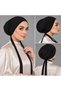 Women Under Scarf Hat Hijab Undercap Islamic Muslim Under Scarf Hijab Cap with Tie-Back Closure -12/6 pcs - 3