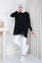 Women's Mercerized Knitwear Tunic with Gathered Hem and Pearl Detail