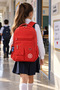 Red School Bag with 3 Compartments Waterproof Crinkle Fabric Student Backpack 45 X 27 X 15 - 2