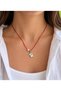 Red Rope Adjustable Necklace with Sea Shell Detail and Gold Enamel Turtle Figure