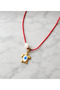 Red Rope Adjustable Necklace with Sea Shell Detail and Gold Enamel Turtle Figure - 2