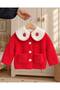 Girl's Strawberry Embroidered Baby Collar Red Plush Coat with 100% Cotton Lining and Pockets for 1-2-3 Years Old - 2