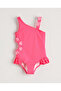 Ruffled Girl's Swimsuit with Heart Appliqué - 2