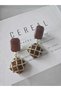 Vip Series Cage Detailed Natural Stone Look Earrings - 2