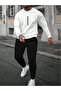 Unisex Minimal Printed Crew Neck Top Jogger Pants Tracksuit Set