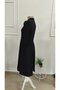 Women's Tuvakar Sleeves, Collar, Lace-Up, Buttoned Midi Imported Crepe Dress - 8