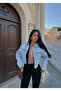 Blue Boxy Denim Jacket with Sleeve Pockets - 5