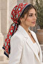 100% Silk Satin Scarf - Navy Blue - Red - 3