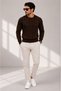 Crew Neck Men's Hair Knit Sport Cut Sweater - 3