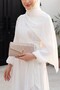 Janjan Fabric Dress with Front Cross Tie Detail - White - 3