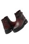 Women's Burgundy Belt Buckle Zippered Thick Ready-Sole Daily Short Boots - 3