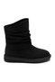 Women's Black Suede Bellows Boots with Stone Detail, Flat Sole, Comfortable Daily Ankle Boots - 2