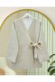 Side-Tie Bearded Kimono -Beige - 2