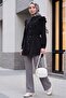 Buttoned Lycra Palazzo Trousers with Elastic Waist - Gray - 3