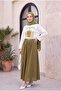 Matcha Printed Crew Neck Oversize 2 Thread Combed Cotton Sweatshirt -Ecru - 3