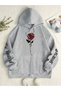Unisex Gray Oversize Hooded Sweatshirt with Kangaroo Pocket, 3 Thread Raster Hoodie