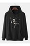 Unisex Black Oversize Hooded Sweatshirt with Kangaroo Pocket, 3 Thread Raster Hoodie