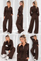Waist-Cinched Zippered Sweet/Plisse Flowy Pants/Dual-Piece Set - 3