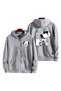 Unisex Gray Low Shoulder Oversize Hooded Casual Sweatshirt with Kangaroo Pocket