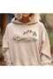 Unisex Beige Loose Cut Hooded Sweatshirt with Inner Pockets Warm Hoodie
