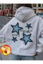 Unisex Gray Low Shoulder Oversize Hooded Casual Sweatshirt with Kangaroo Pocket