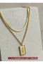 Diaventa Jewelry Gold Steel Double Snake Figured Plate Necklace Italian Crushed Chain Combination Tarnish Resistant Steel Necklace/45Cm+5
