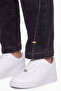 Women's Black Winter Denim Trousers with Belted Legs and Pocket Detail, Accessory and Stone Decorations - 3