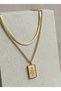 Diaventa Jewelry Gold Steel Double Snake Figured Plate Necklace Italian Crushed Chain Combination Tarnish Resistant Steel Necklace/45Cm+5 - 4
