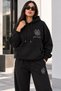 Women's Oversize Hooded Printed Tracksuit Set 2-Piece Hoodie Jogger Bottom Top Set Comfortable Fit Casual Sports Set - 4