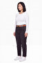 Women's Black Winter Denim Trousers with Belted Legs and Pocket Detail, Accessory and Stone Decorations - 2
