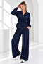 Waist-Cinched Zippered Sweet/Plisse Flowy Pants/Dual-Piece Set - 3