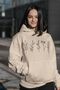 Unisex Beige Loose Cut Hooded Sweatshirt with Inner Pockets Warm Hoodie