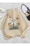 Unisex Beige Relaxed Fit Hooded Kangaroo Pocket Thick Sweatshirt