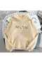 Unisex Beige Low Shoulder Oversize Hooded Casual Sweatshirt with Kangaroo Pocket