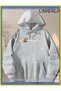 Unisex Gray Oversize Hooded Sweatshirt with Kangaroo Pocket, 3 Thread Raster Hoodie