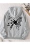 Unisex Gray Kangaroo Pocket Thick Fabric Oversize Hooded Sweatshirt Hoodie