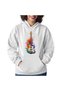 Unisex White Streetwear Oversize Hooded Casual Cotton Sweatshirt with Pockets