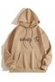 Unisex Beige Relaxed Fit Hooded Kangaroo Pocket Thick Sweatshirt
