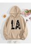 Unisex Beige Oversize Hooded Sweatshirt with Kangaroo Pocket, 3 Thread Raster Hoodie