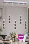 Noa 5 Row Chrome Controlled Modern Pendant Lamp with 3 Color Light Features and Dimmer Led Chandelier Living Room Kitchen Dining Table Chandelier