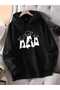 Unisex Black Off-Shoulder Oversize Hooded Casual Sweatshirt with Kangaroo Pocket