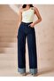 Women's Navy Blue Layered Leg Denim Trousers - 6