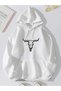 Modexa Unisex Hoody White Oversize Hooded Sweatshirt with Kangaroo Pocket 3 Thread Raster Hoodie
