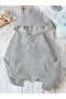 Unisex Gray 3 Thread Threaded Oversize Hooded Sweatshirt Basic Comfortable Cut