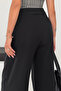 Women's Mini Leather Belted Dabil Fabric High Waist Wide Leg Pants - 6